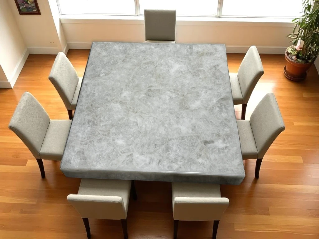 A White Quartz Agate Table Top , Made by Vedant Atisans